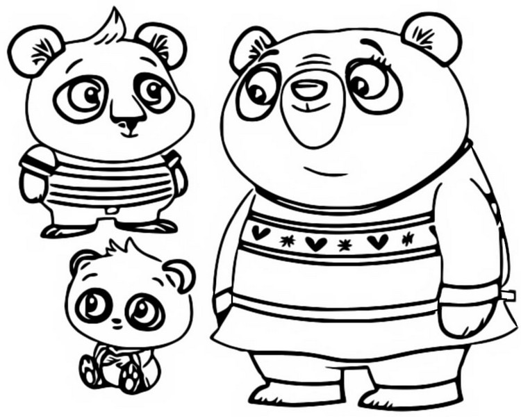 Coloriage Nico Panda le meilleur ami de Chip avec Bodi Panda et Amanda Panda - Chip et Patate