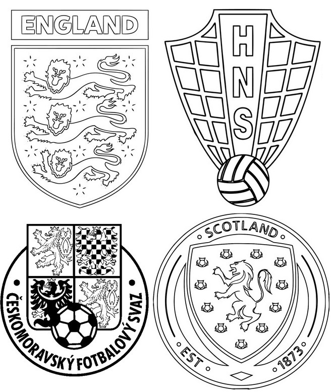 Coloriage Groupe D : Angleterre, Croatie, Écosse, République tchèque