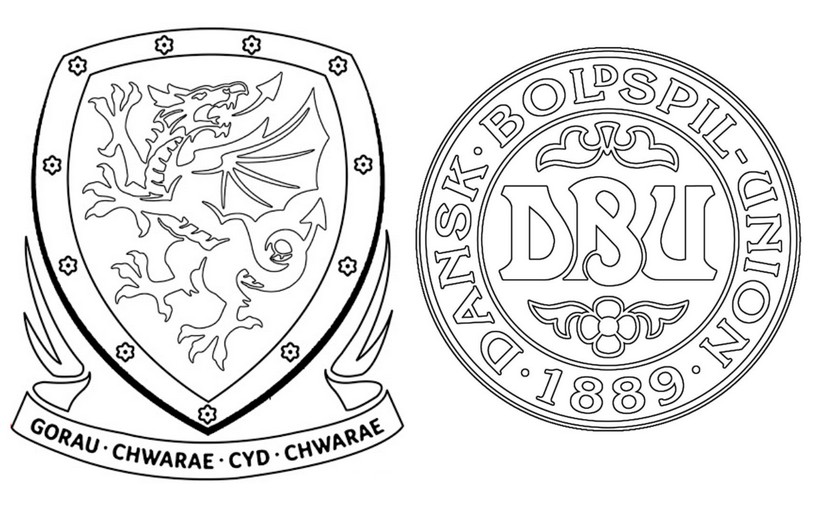 Coloriage Pays de Galles Danemark - Euro 2020 2021