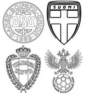 Coloriage Groupe B : Danemark, Finlande, Belgique, Russie