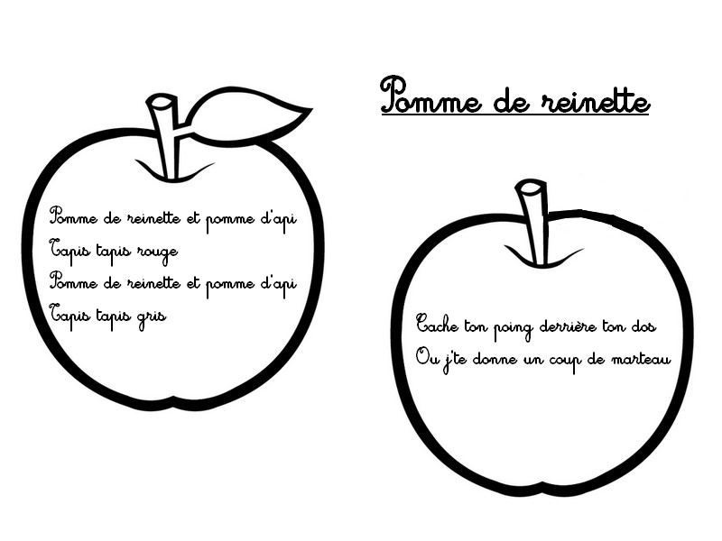 Coloriage Pomme de Reinette - Chansons Comptines Automne