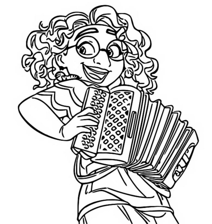 Coloriage Mirabel joue de l'accordéon - Encanto - La fantastique famille Madrigal