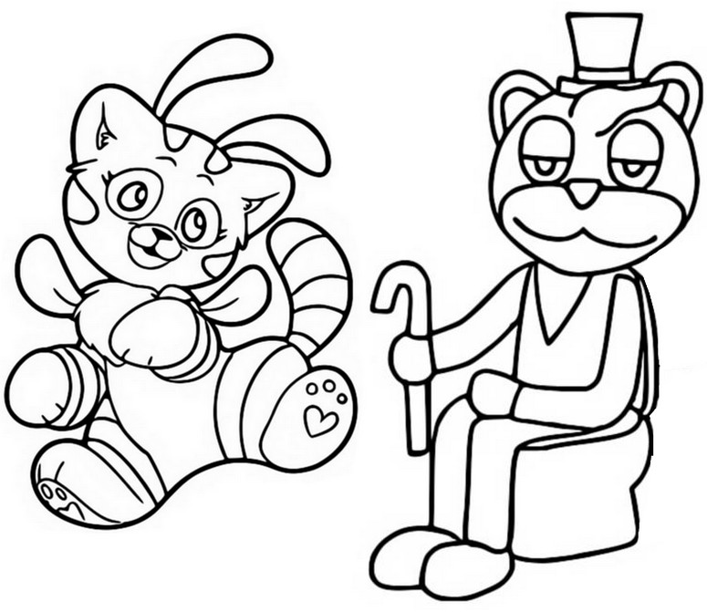 Coloriage Cat-Bee & Sir Poops-A-Lot - Poppy Playtime