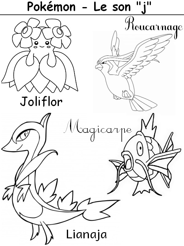 Coloriage Le son  j  - J'apprends à lire avec les Pokémons
