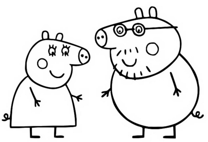 Coloriage Papa Pig et Maman Pig - Peppa Pig