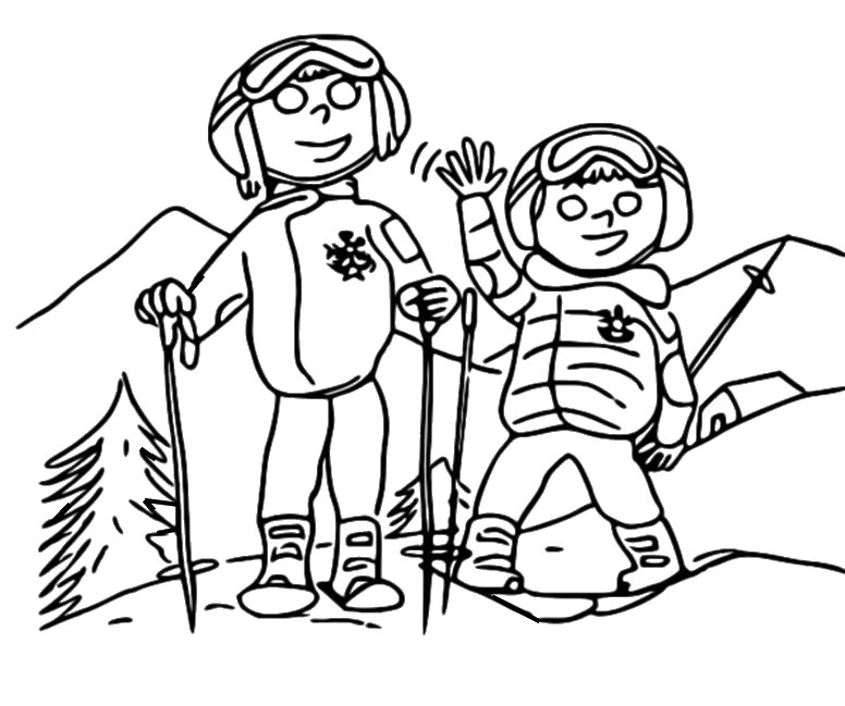 Coloriage Le ski - Sport - Enfants