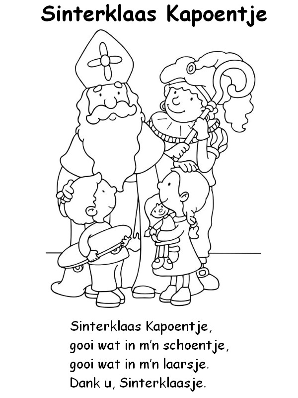 Coloriage En néerlandais: Sinterklaas Kapoentje - Chansons Saint-Nicolas