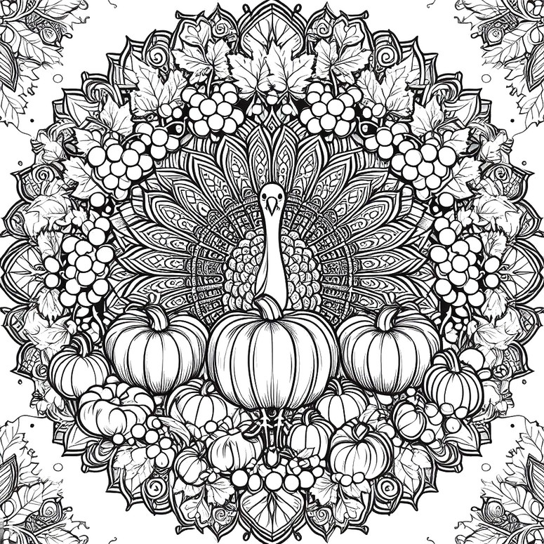 Coloring page Mandala - turkey