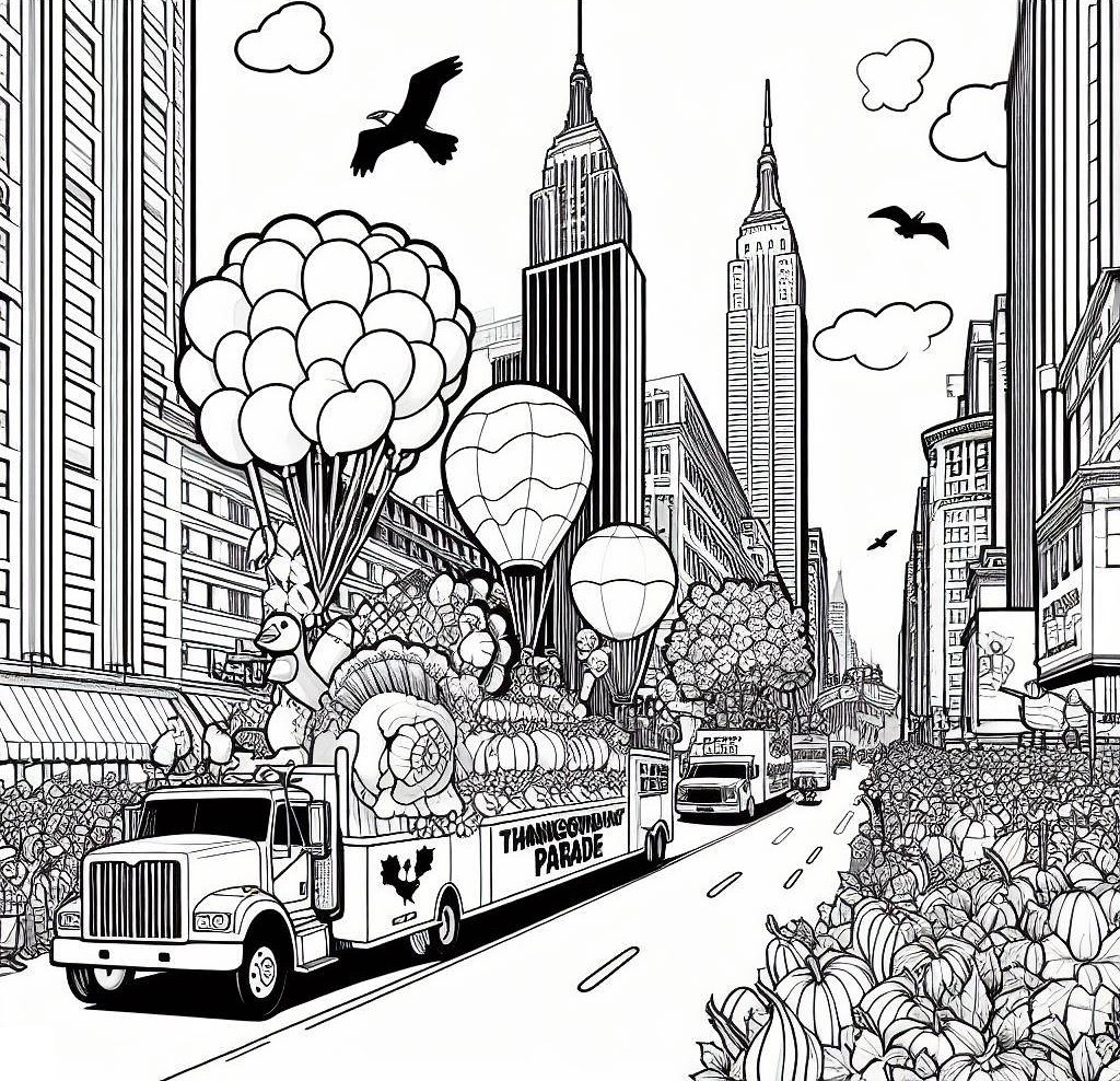 Coloring page The Macy's Thanksgiving Day Parade