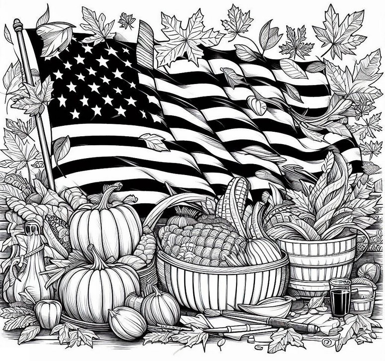 Coloring page Flag of the United States of America