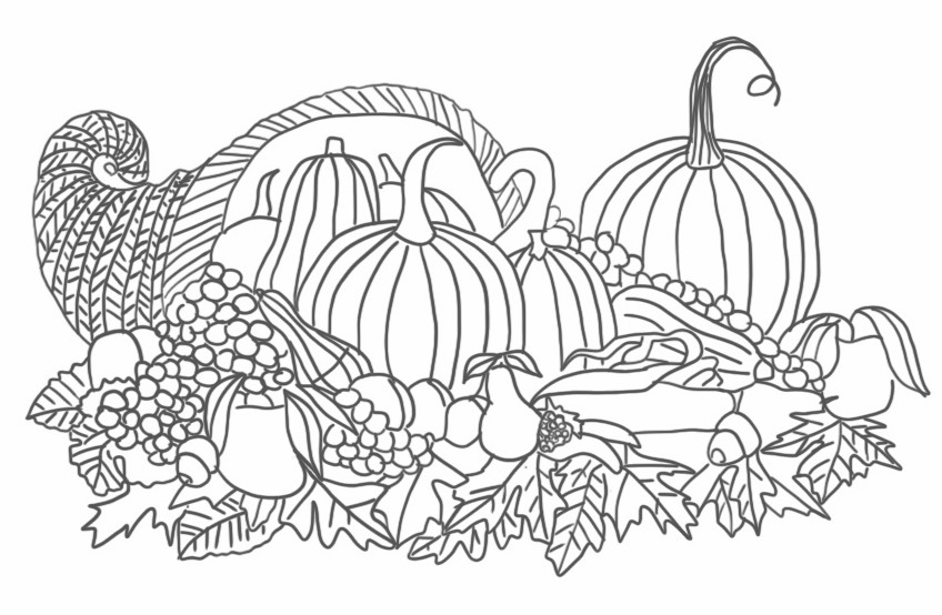 Coloriage Corne d'abondance - Thanksgiving