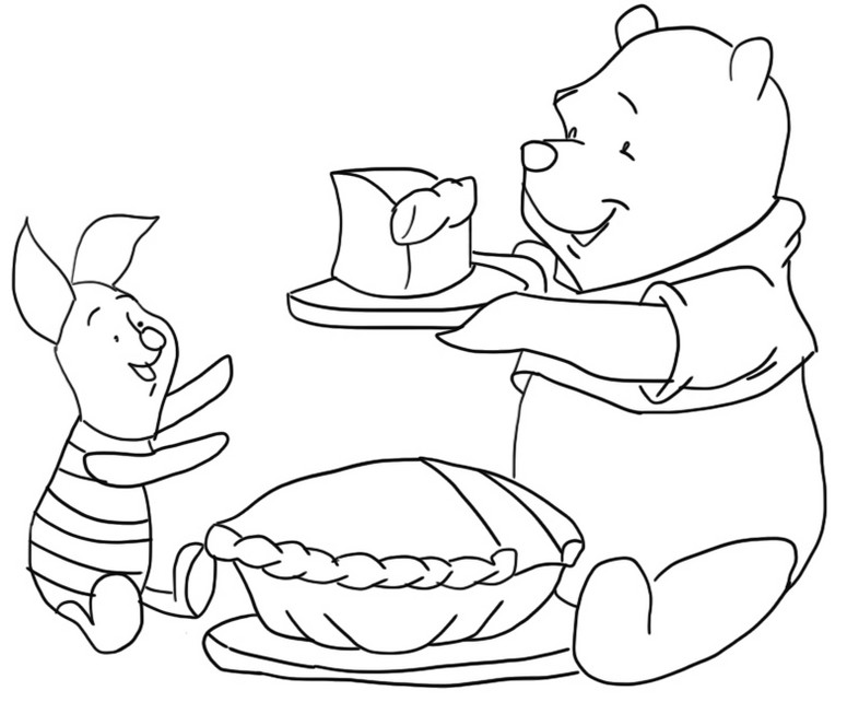 Coloriage Winnie - Thanksgiving