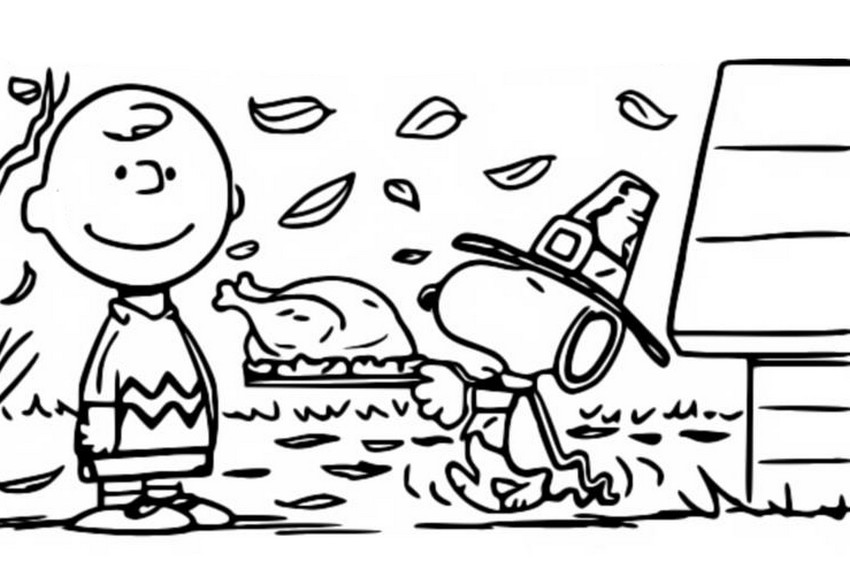 Coloriage Snoopy & Charlie Brown - Thanksgiving