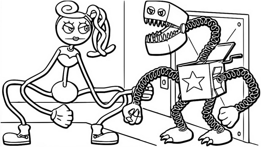 Coloring page Boxy Boo & Mommy Long Legs