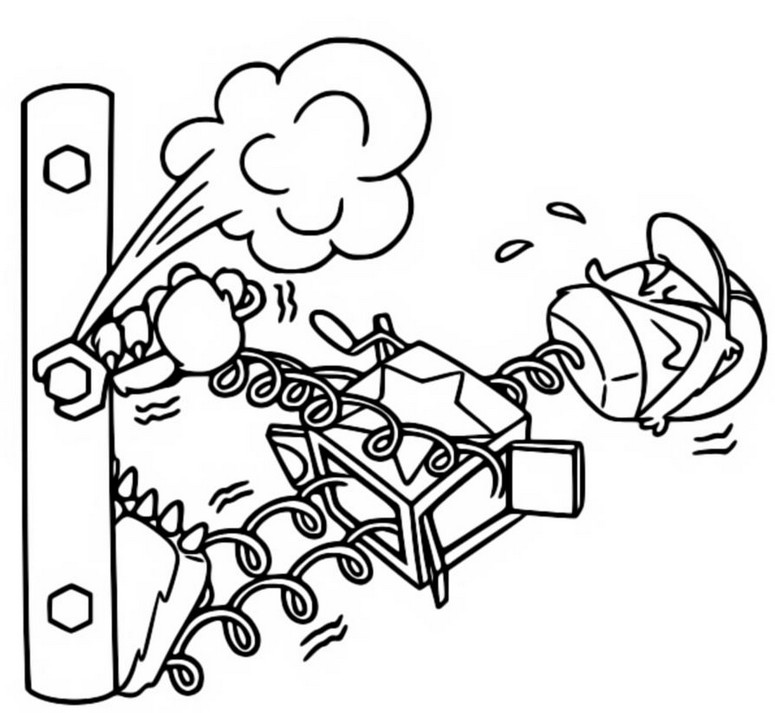 Coloring page Boxy Boo screwing a nail.