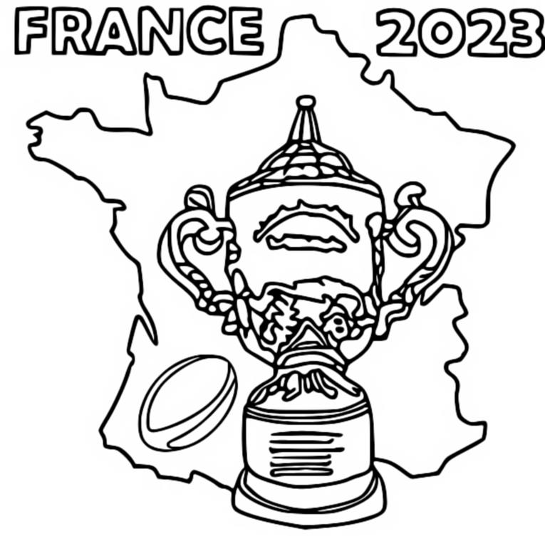 Coloriage Trophée - Coupe du Monde de Rugby France 2023