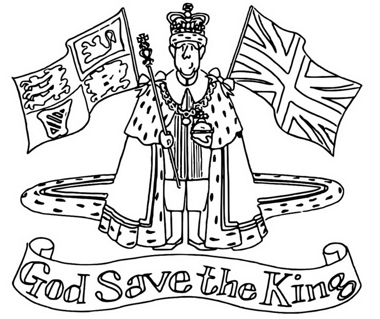 Coloriage God Save The King - Roi Charles III