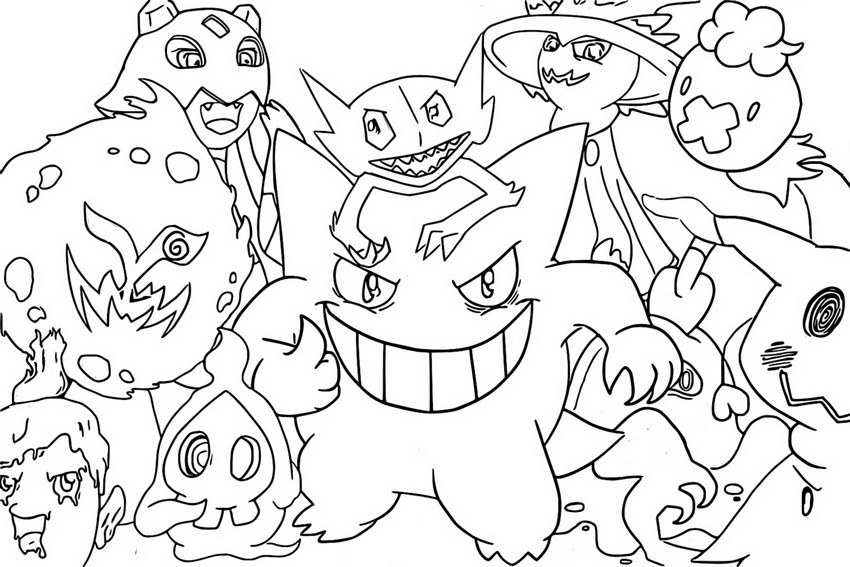 Coloriage Halloween - Pokémon Ectoplasma