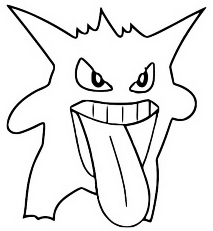 Coloriage Il tire la langue - Pokémon Ectoplasma