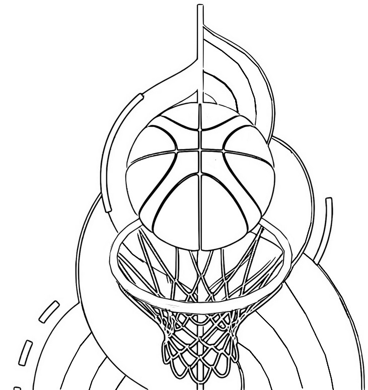 Coloriage Panier de basket - Coupe du monde de Basket 2023