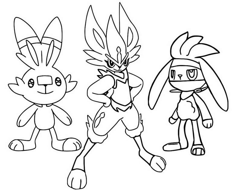 Coloring page Scorbunny - Raboot - Cinderace