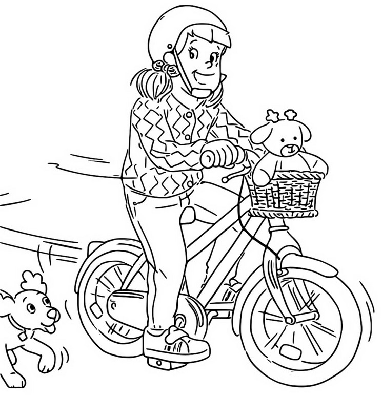 Coloriage Julie fait du vélo
