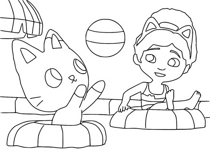 Coloring page Ball game in the pool