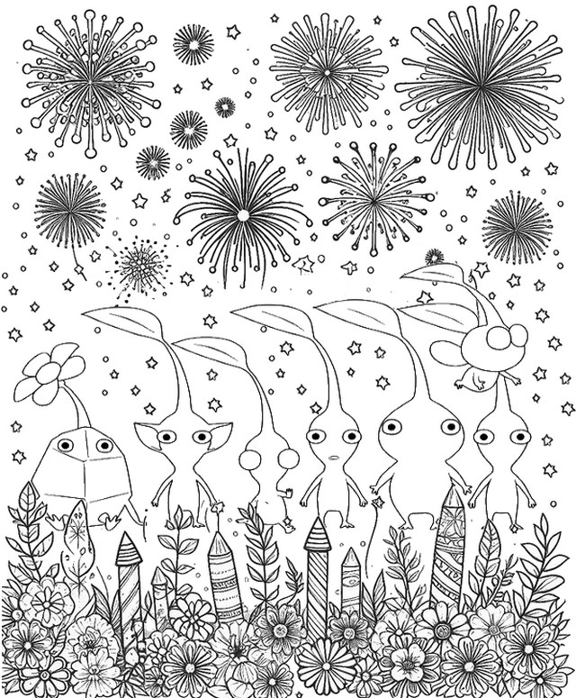 Desenho para colorir Fogos de artifício de ano novo