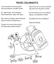 Coloriage Trois escargots - Maurice Carème