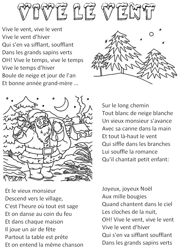 Desenho para colorir Em francês: Vive le vent