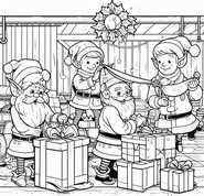 Desenho para colorir Os elfos preparam os presentes