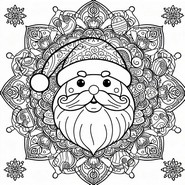 Kleurplaat Mandala hoofd van de kerstman