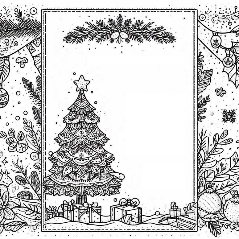 Coloring page Christmas tree