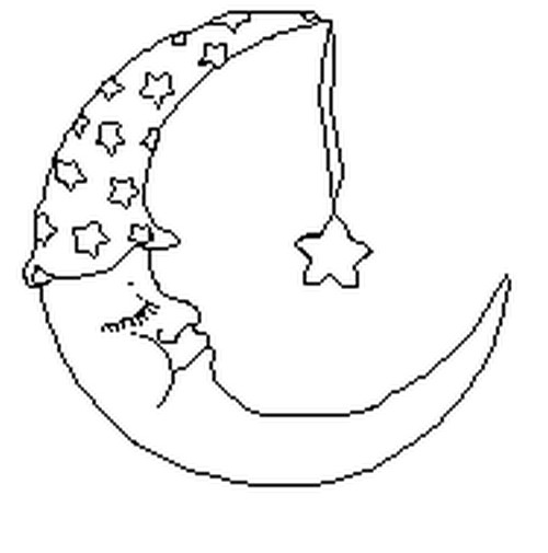 Coloriage Lune et son bonnet de nuit - Etoiles Soleil Lune