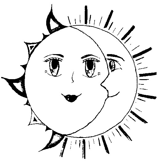 Coloriage Lune et Soleil - Etoiles Soleil Lune