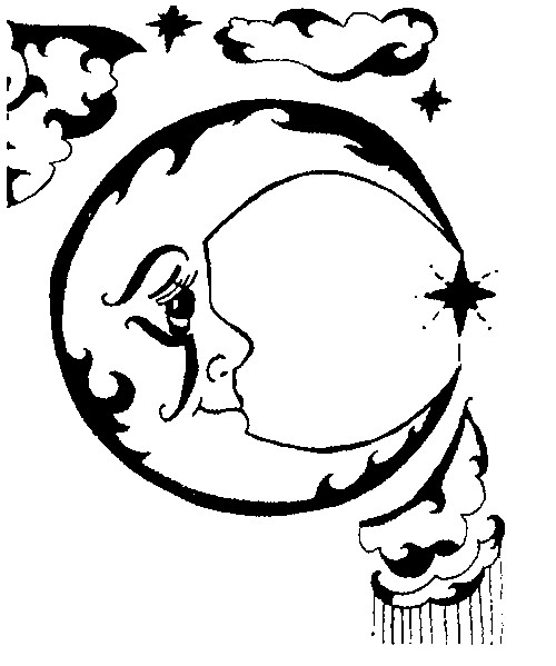 Coloriage Lune stylisée - Etoiles Soleil Lune