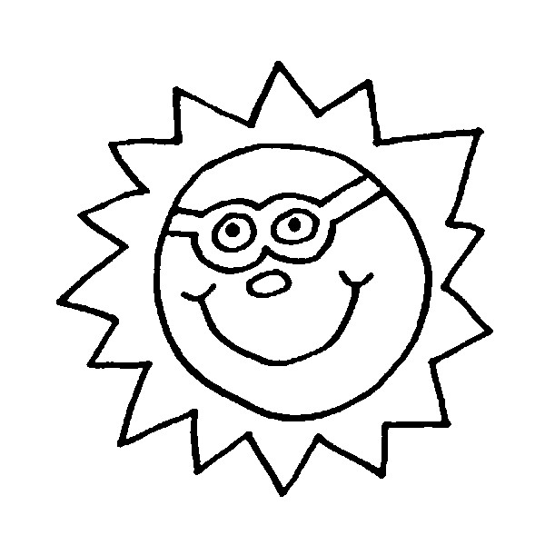 Coloriage Soleil à lunettes - Etoiles Soleil Lune