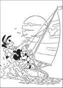 Coloriage Mickey et Dingo font de la voile