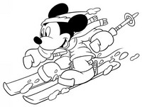 Coloriage Mickey fait du ski