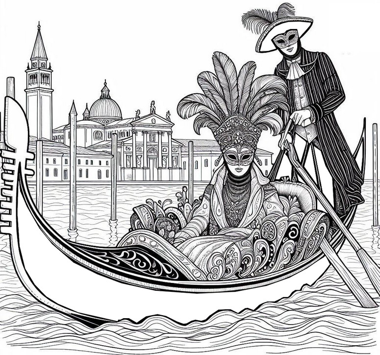 Coloriage Gondole à Venise