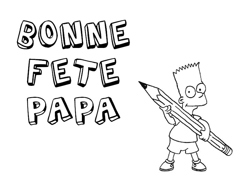 Coloriage Bart Simpson - Fête des pères