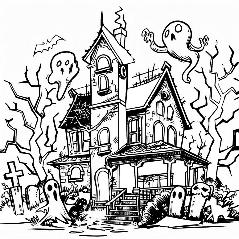 Dibujo para colorear La casa embrujada