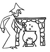 Coloring page Witch and her cauldron