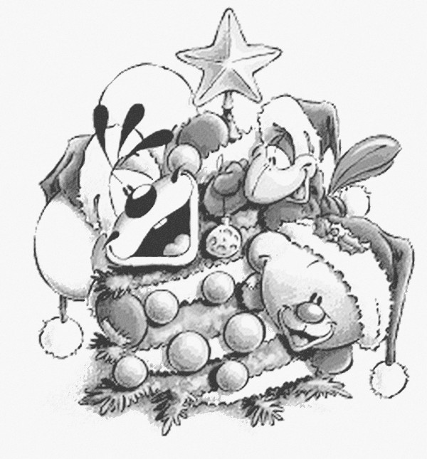 Coloriage Diddl et ses amis fêtent Noël