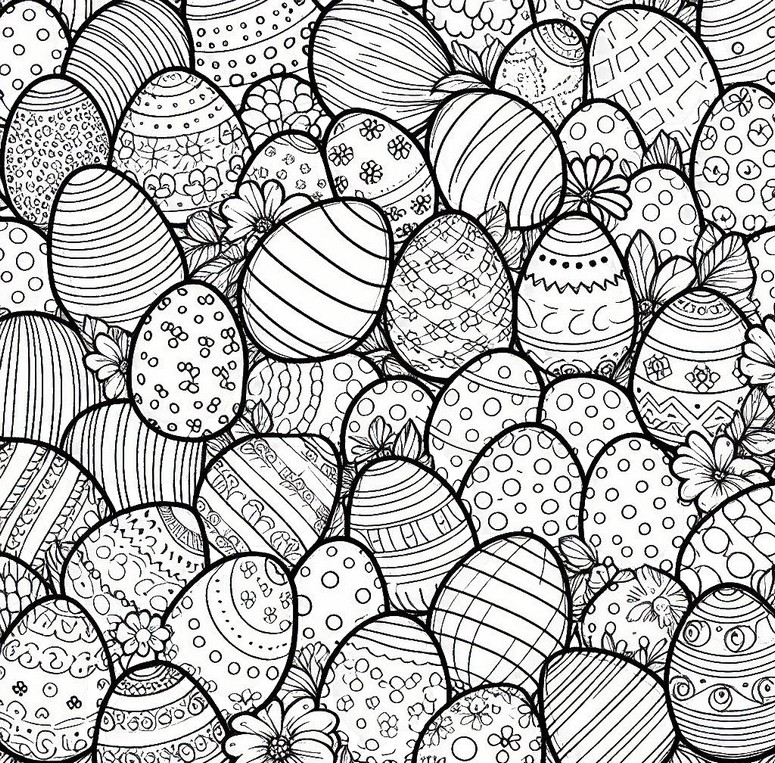 Dibujo para colorear Una multitud de huevos