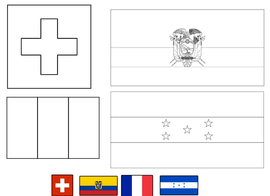 Coloriage Groupe E: Suisse - Equateur - France - Honduras - Coupe du monde de football 2014