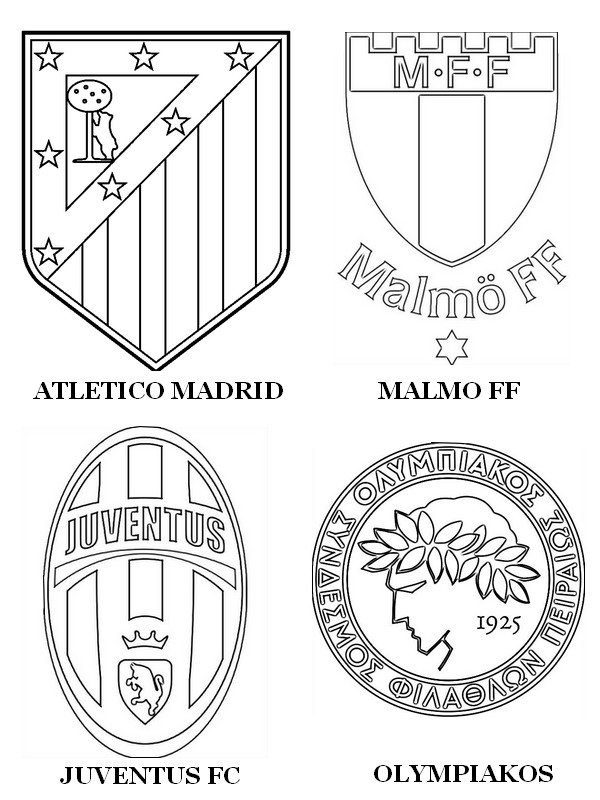Coloriage Groupe A: Atlético Madrid - Juventus FC - Olympiakos - Malmö FF