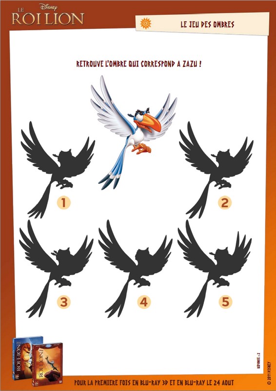 Jeu A Imprimer Le Roi Lion Jeu Des Ombres 2