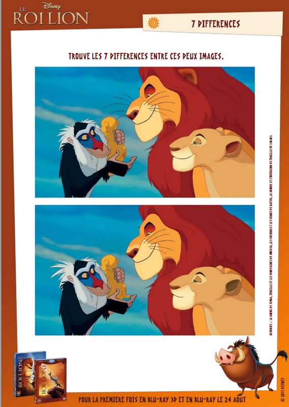 Les 7 différences - Le Roi Lion