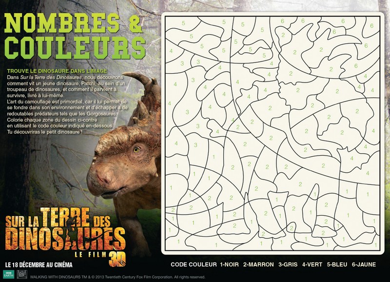 Colorie et trouve le dinosaur dans l'image - Sur la terre des dinosaures